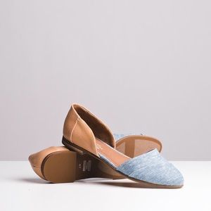 EUC TOMS Jutti d'Orsay Flat Tan/Chambray 8.5